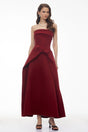 Genoveva Burgundy Off Shoulder Maxi Dress with Bow