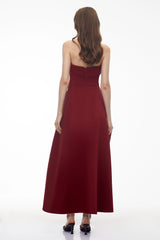 Genoveva Burgundy Off Shoulder Maxi Dress with Bow