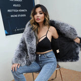 Genuine Silver Fox Fur Coat – European & American Style