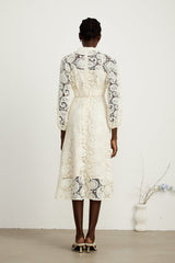 Georgette paisleypattern lace midi dress
