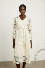 Georgette paisleypattern lace midi dress