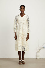 Georgette paisleypattern lace midi dress