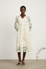 Georgette paisleypattern lace midi dress