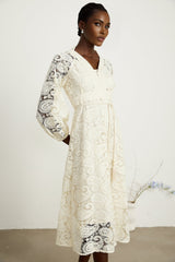 Georgette paisleypattern lace midi dress