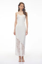 Georgia White Vneck Floral Lace Satin Panelled Maxi Dress