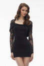 Georgiana Black Lace Panel Mini Gown