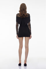 Georgiana Black Lace Panel Mini Gown