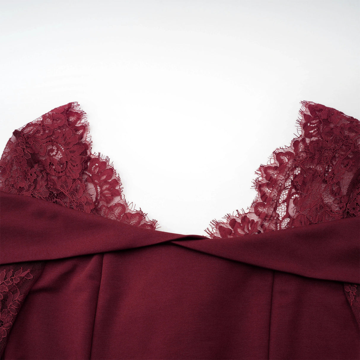 Georgiana Burgundy Lace Panel Flared Maxi Gown