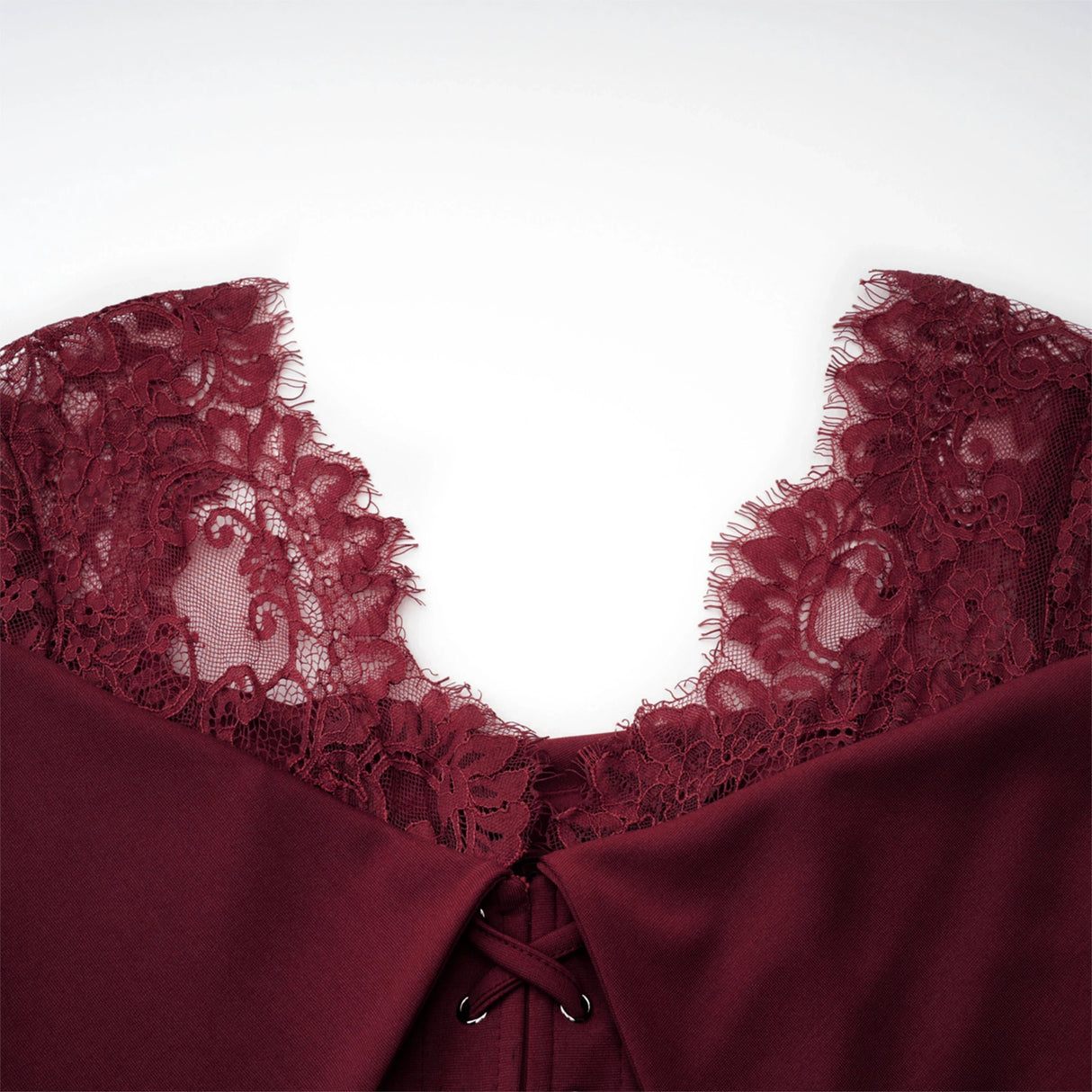 Georgiana Burgundy Lace Panel Flared Maxi Gown