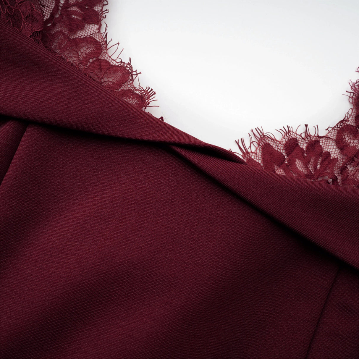 Georgiana Burgundy Lace Panel Flared Maxi Gown