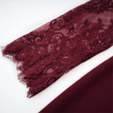 Georgiana Burgundy Lace Panel Flared Maxi Gown