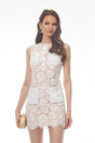 Georgiana White Sleeveless Floral Lace Mini Dress