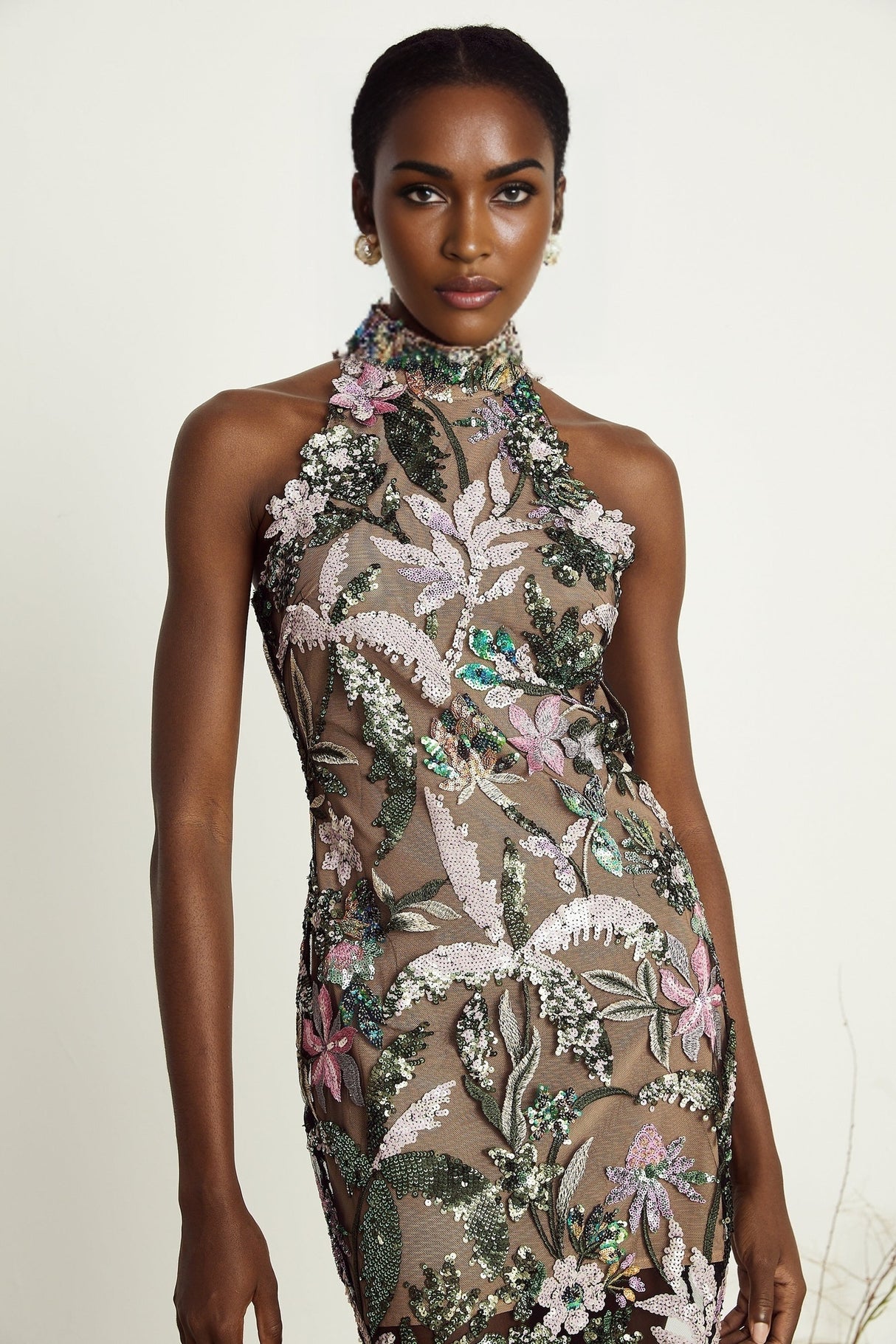 Géraldine sequinembellished embroidery mini dress