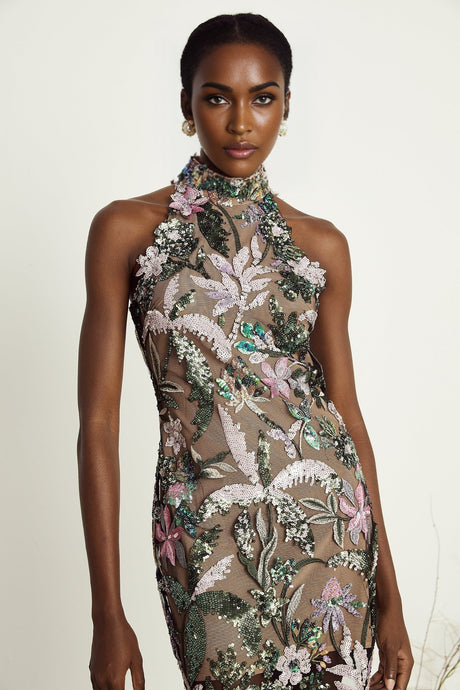 Géraldine sequinembellished embroidery mini dress