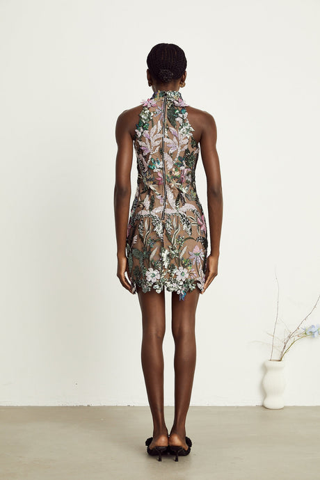 Géraldine sequinembellished embroidery mini dress