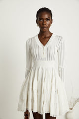 Géraldine white pointelleknit midi dress
