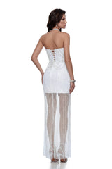 Gerda White Off Shoulder Embellished Maxi Dress