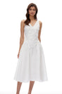 Gertrude White VNeck Lace Midi Dress