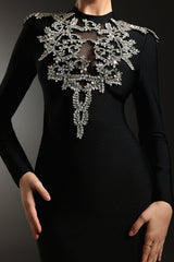 Giacomina Black Maxi Dress with Shimmering Embellishments for Formal Events