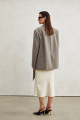 Giacomina Blazer - Long Sleeves - V Neck - Crepe Texture - Open Front