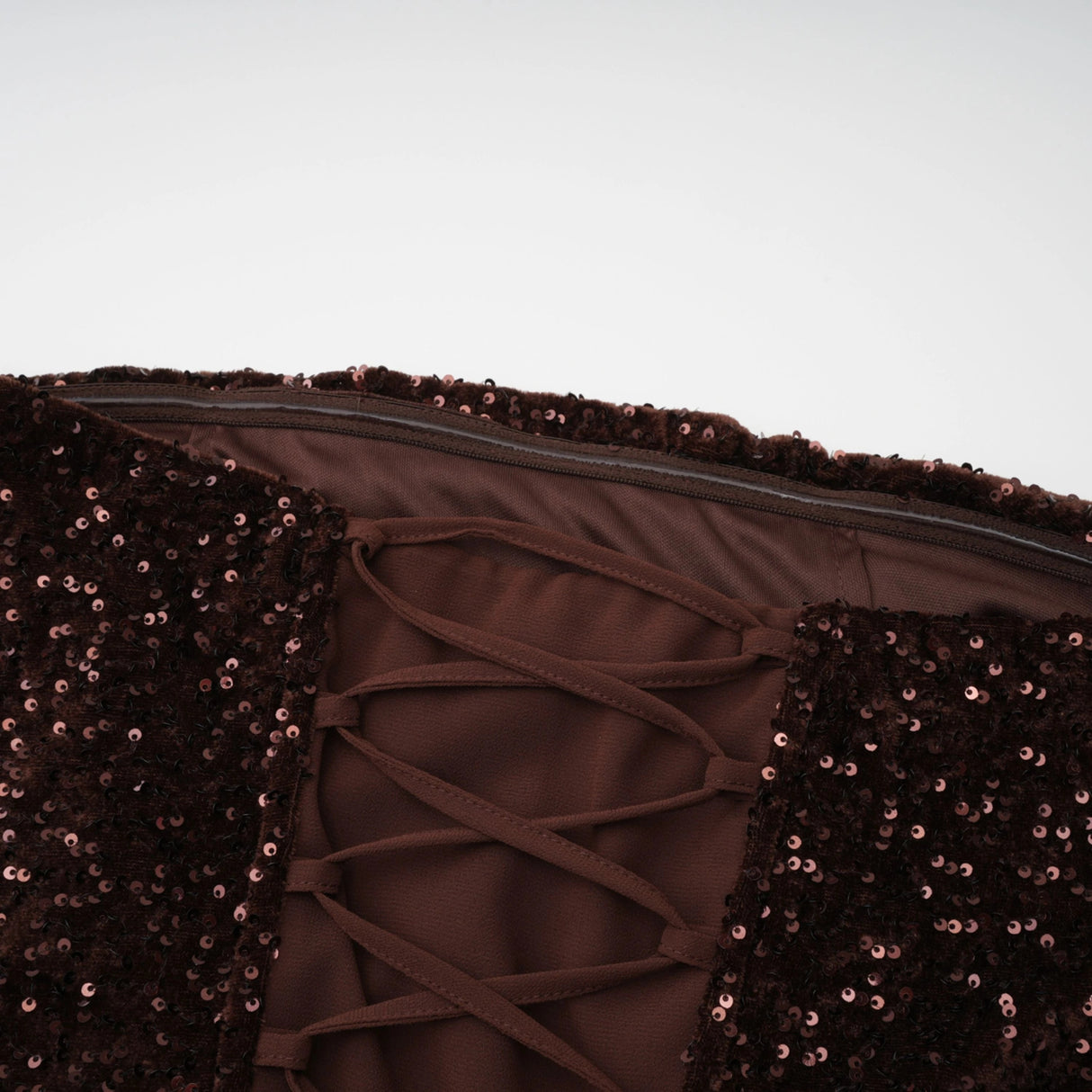 Giada Brown Sequined Asymmetrical Ruched Maxi Gown