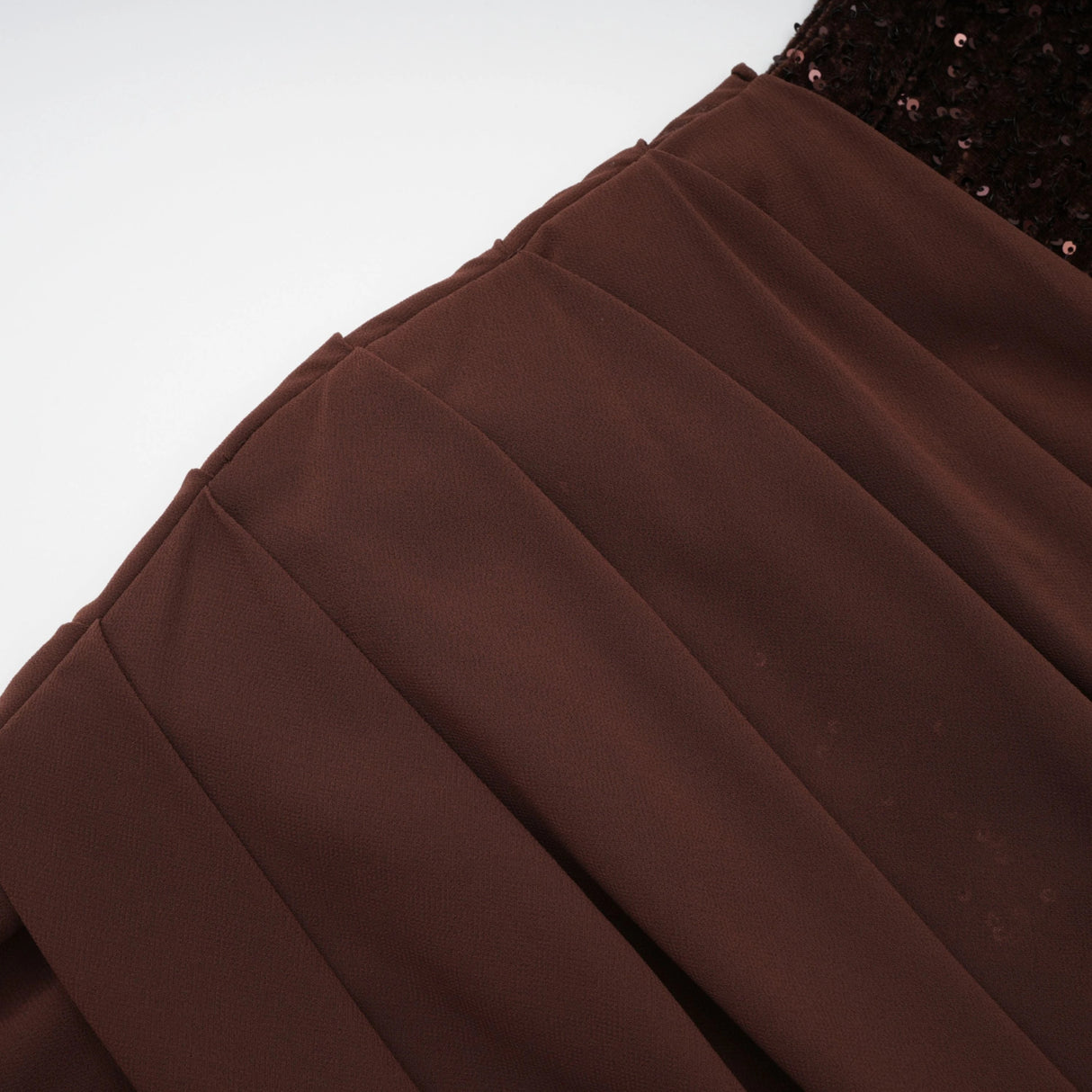 Giada Brown Sequined Asymmetrical Ruched Maxi Gown