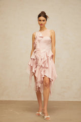 Giada Top & Skirt Set Pink Ruffled Peplum Mini