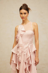 Giada Top & Skirt Set Pink Ruffled Peplum Mini