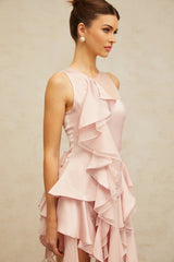 Giada Top & Skirt Set Pink Ruffled Peplum Mini
