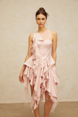 Giada Top & Skirt Set Pink Ruffled Peplum Mini