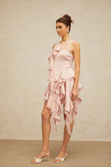 Giada Top & Skirt Set Pink Ruffled Peplum Mini
