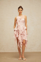 Giada Top & Skirt Set Pink Ruffled Peplum Mini