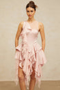 Giada Top & Skirt Set Pink Ruffled Peplum Mini