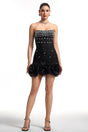 Gianna Black Strapless Rhinestone Mini Dress