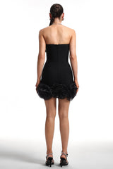 Gianna Black Strapless Rhinestone Mini Dress