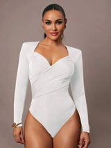 Gianna Bodysuit - Slim Fit - Knitted Fabric (93% Polyester, 7% Elastane) - Natural Waist Line (mid Waist) - Regular Long Sleeves - Modern Look