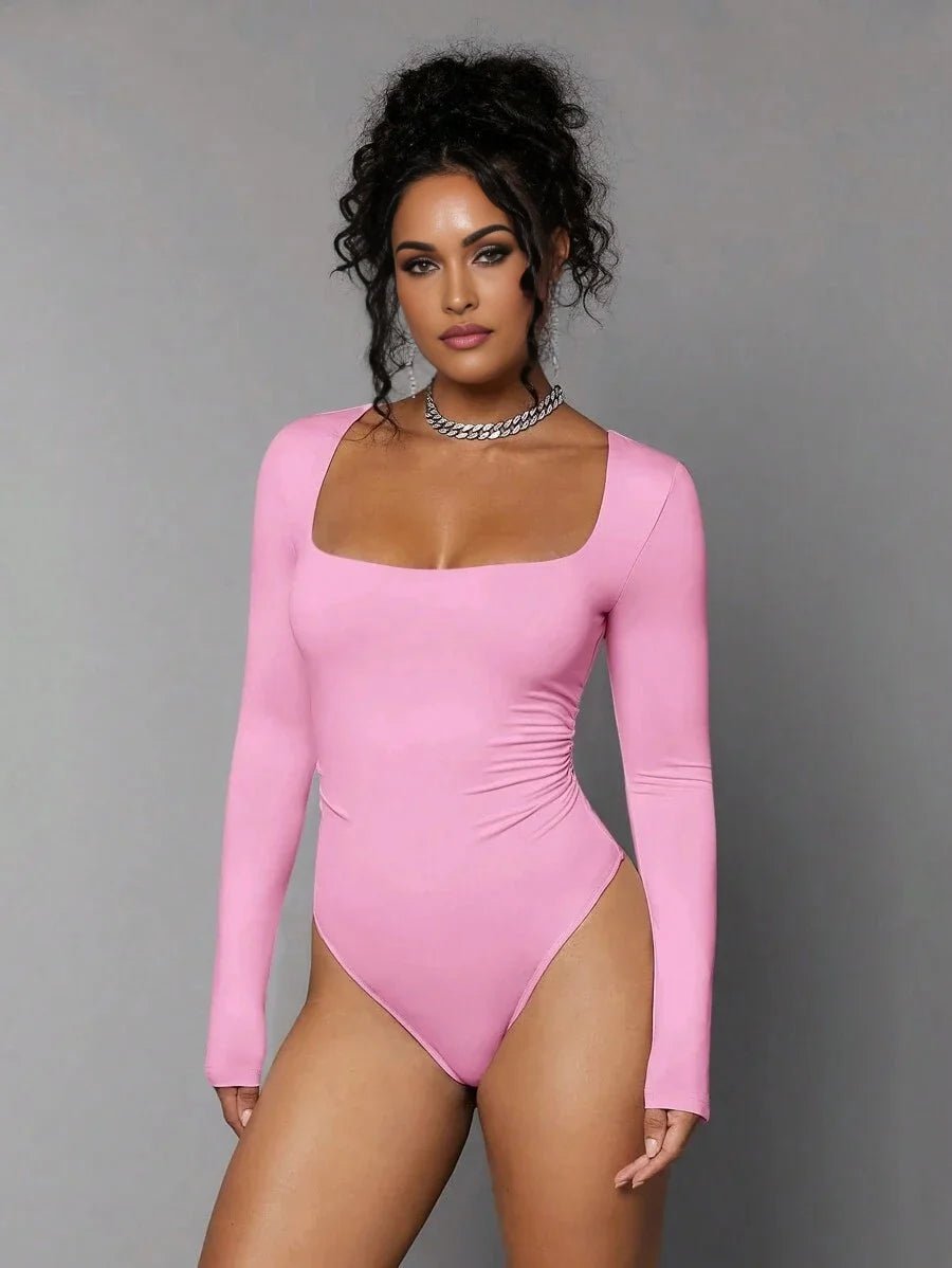 Giannina Bodysuit - Fabric: Knitted Fabric - Fit Type: Fitted - Style: Casual Style - Sleeve Length: Long Sleeve - Neckline: Square Neckline