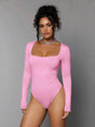 Giannina Bodysuit - Fabric: Knitted Fabric - Fit Type: Fitted - Style: Casual Style - Sleeve Length: Long Sleeve - Neckline: Square Neckline