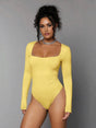 Giannina Bodysuit - Slim Fit - Long Sleeve Length - Medium Stretch Elasticity - Casual Style - Knitted Fabric - Square Neck Neckline