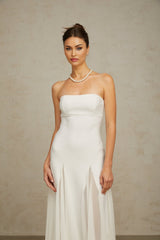 Giannina Maxi Dress - Off - The - Shoulder Design - Cinched Waist - Pleated Detailing - Tulle Panel Feature