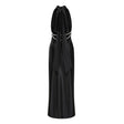 Ginevra black halterneck fauxpearl satin maxi dress