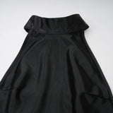 Ginevra black halterneck fauxpearl satin maxi dress