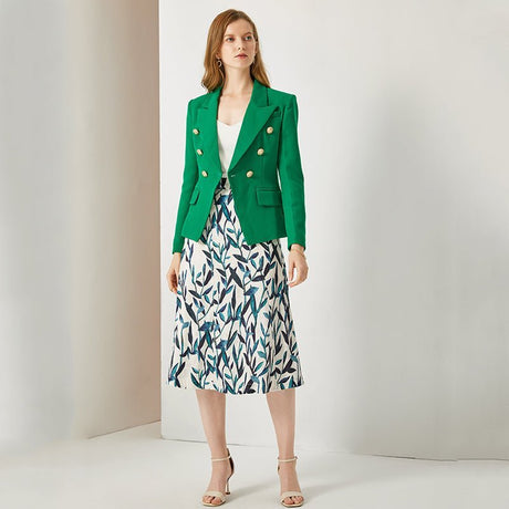 Ginevra Blazer - Tailored Double - Breasted Silhouette - Modern Flair - Vibrant Hue - Structured Fit - Versatile Styling