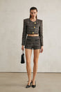 Ginevra Jacket – Cropped Tweed – Metallic Thread – Embossed Buttons – Round Neck