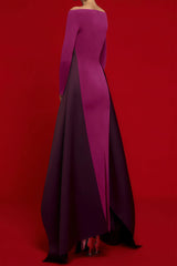 Ginevra Magenta Draped Stain Panel Maxi Gown