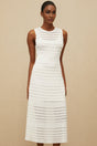 Ginevra Midi Dress - Round Neck - Sleeveless - Fitted Waistline - Crochet Knit - Pointelle Trim
