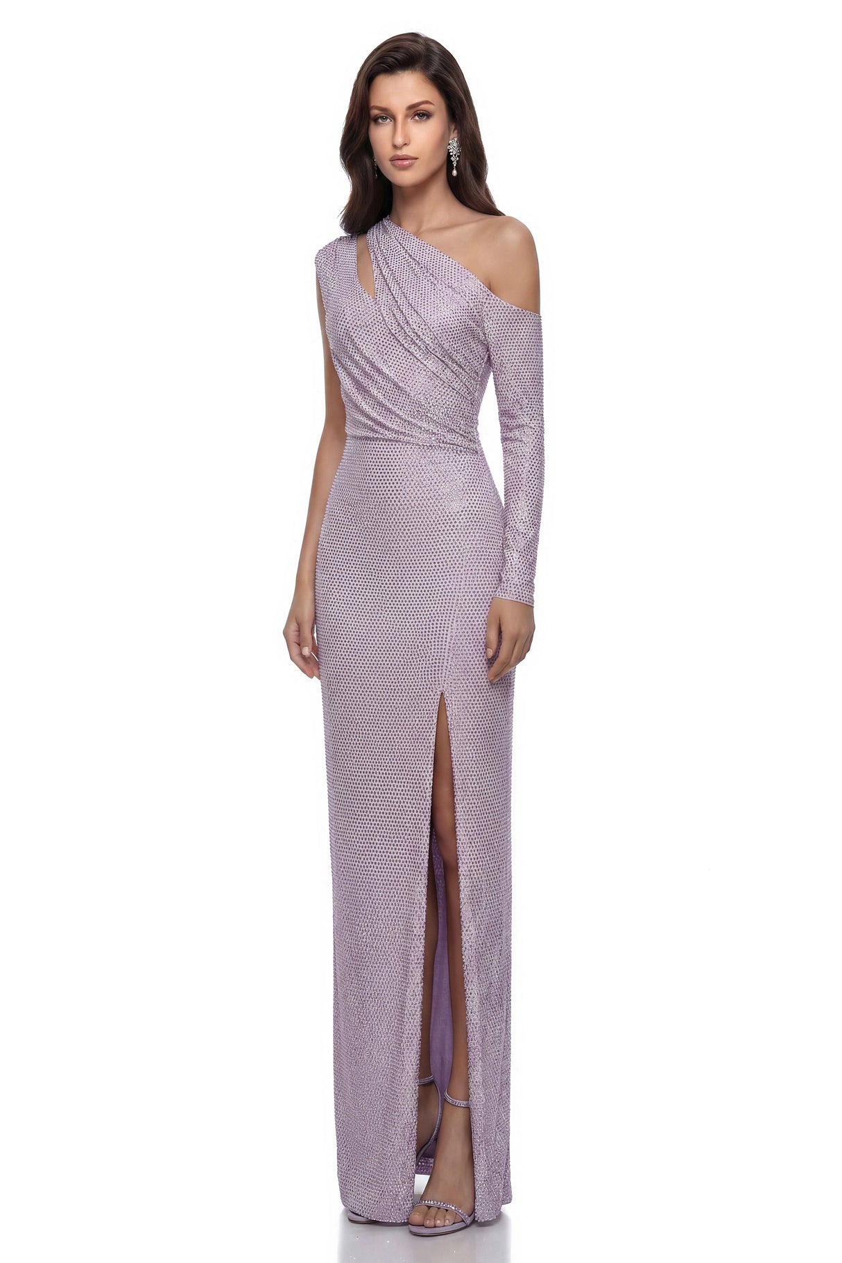 Ginevra Purple Asymmetrical Embellished Maxi Dress