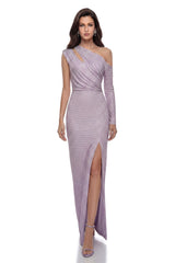 Ginevra Purple Asymmetrical Embellished Maxi Dress