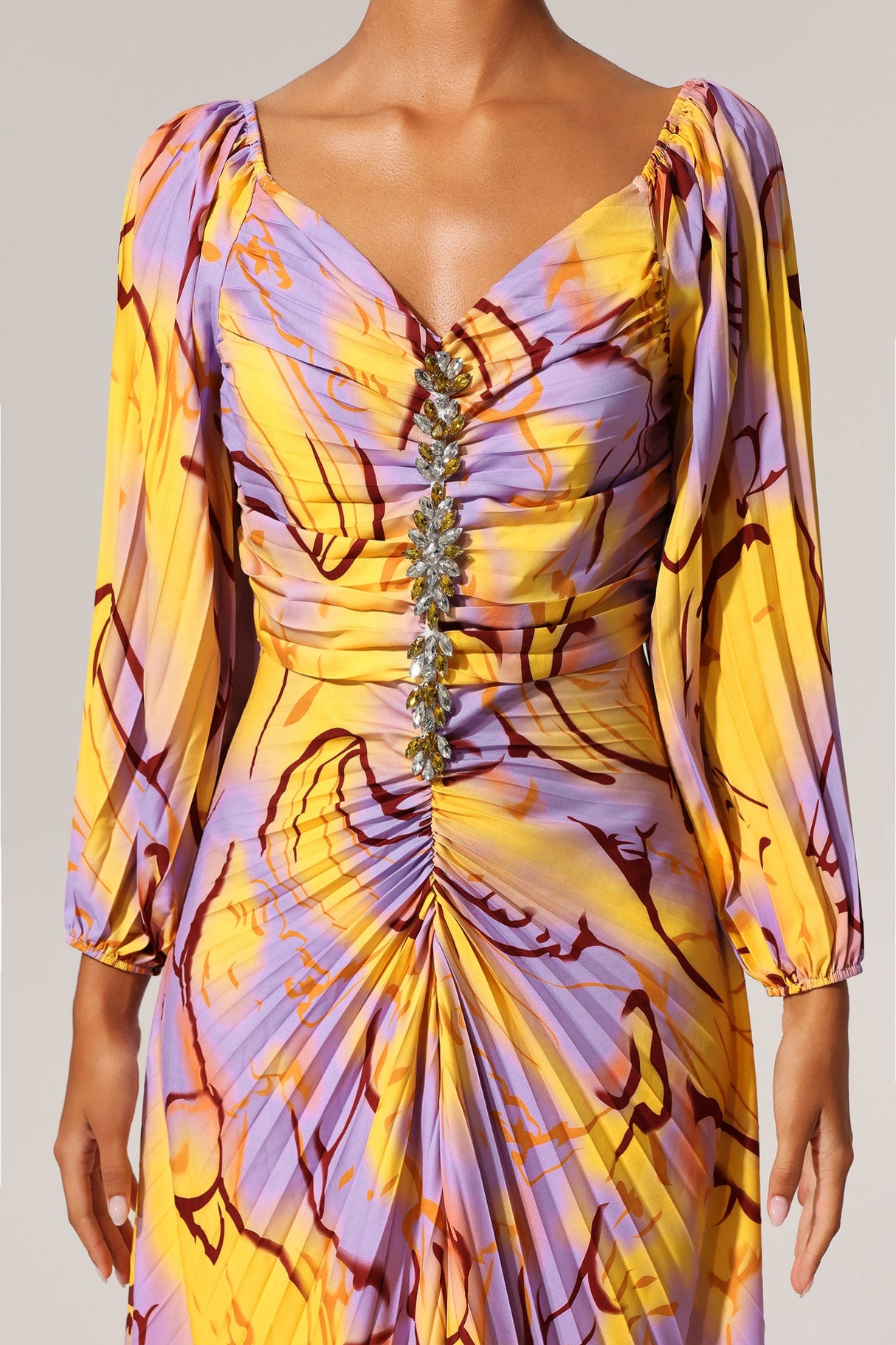 Ginevra Yellow Diamond Print Special Occasion Dress