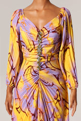 Ginevra Yellow Diamond Print Special Occasion Dress